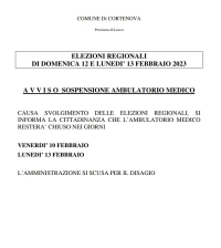 ELEZIONI: A CORTENOVA CHIUDE L&#039;AMBULATORIO MEDICO
